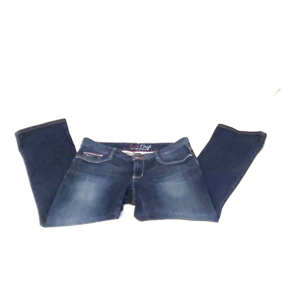 Tommy Hilfiger Spirt Crop Whiskers Denim Dark Blue Jeans size 6 Coin Flap Button